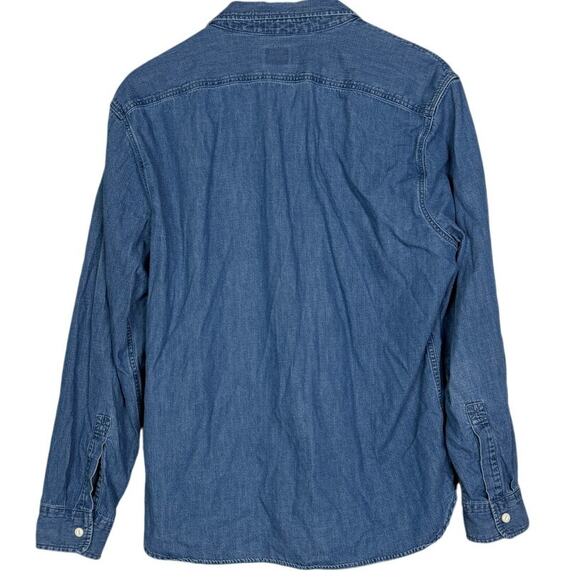 J. Crew Mens Slim Untucked Chambray Long Sleeve Denim Button Down Shirt L Blue - Picture 14 of 16